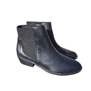 Steve Madden Premium Black Chelsea Ankle Boots Low Block Heel Womens 8.5